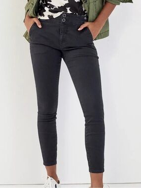 Pilcro Anthro Darted Skinny Jeans High Rise Black Charcoal Gray Size 26